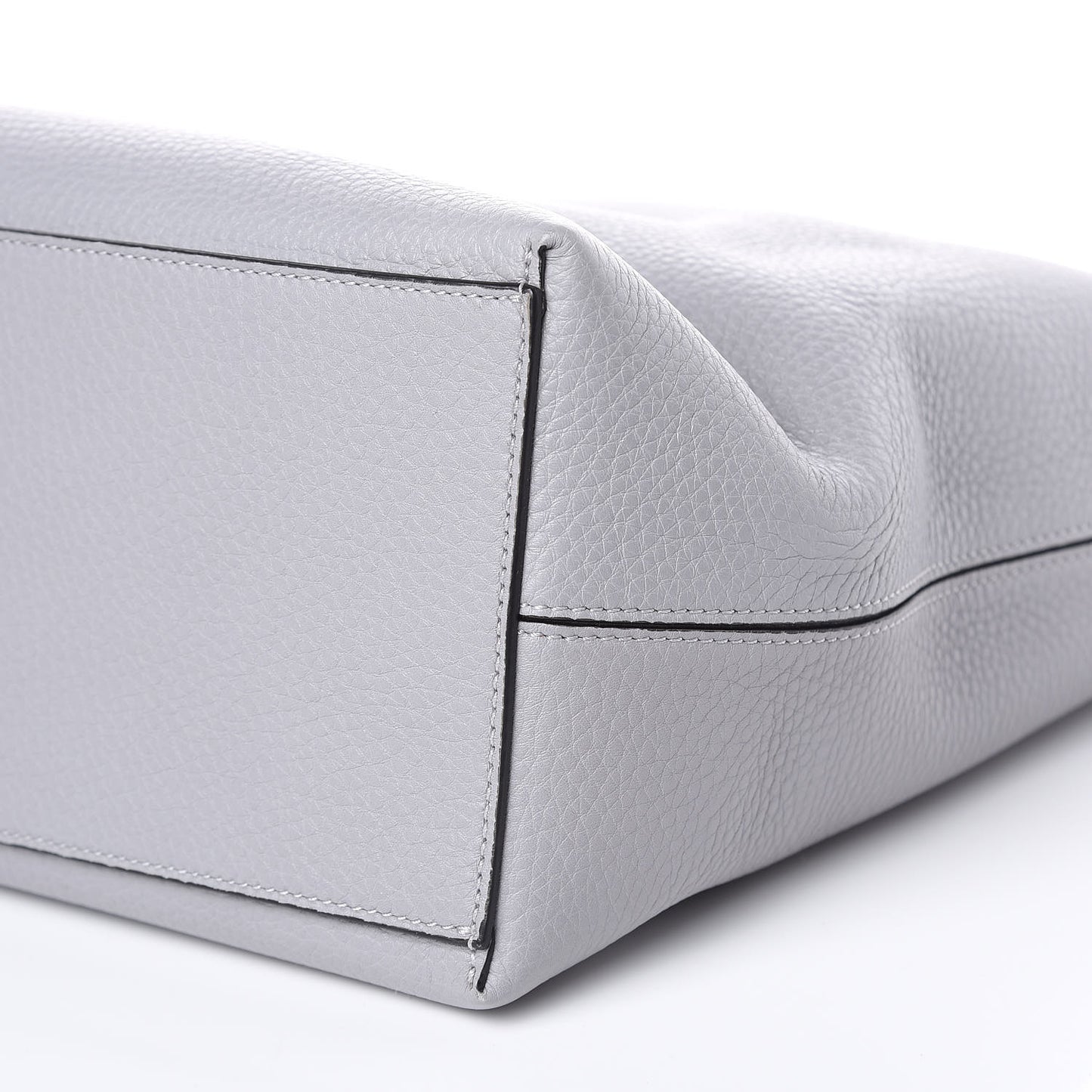 Grained Calfskin Rockstud Shoulder Tote Pastel Grey