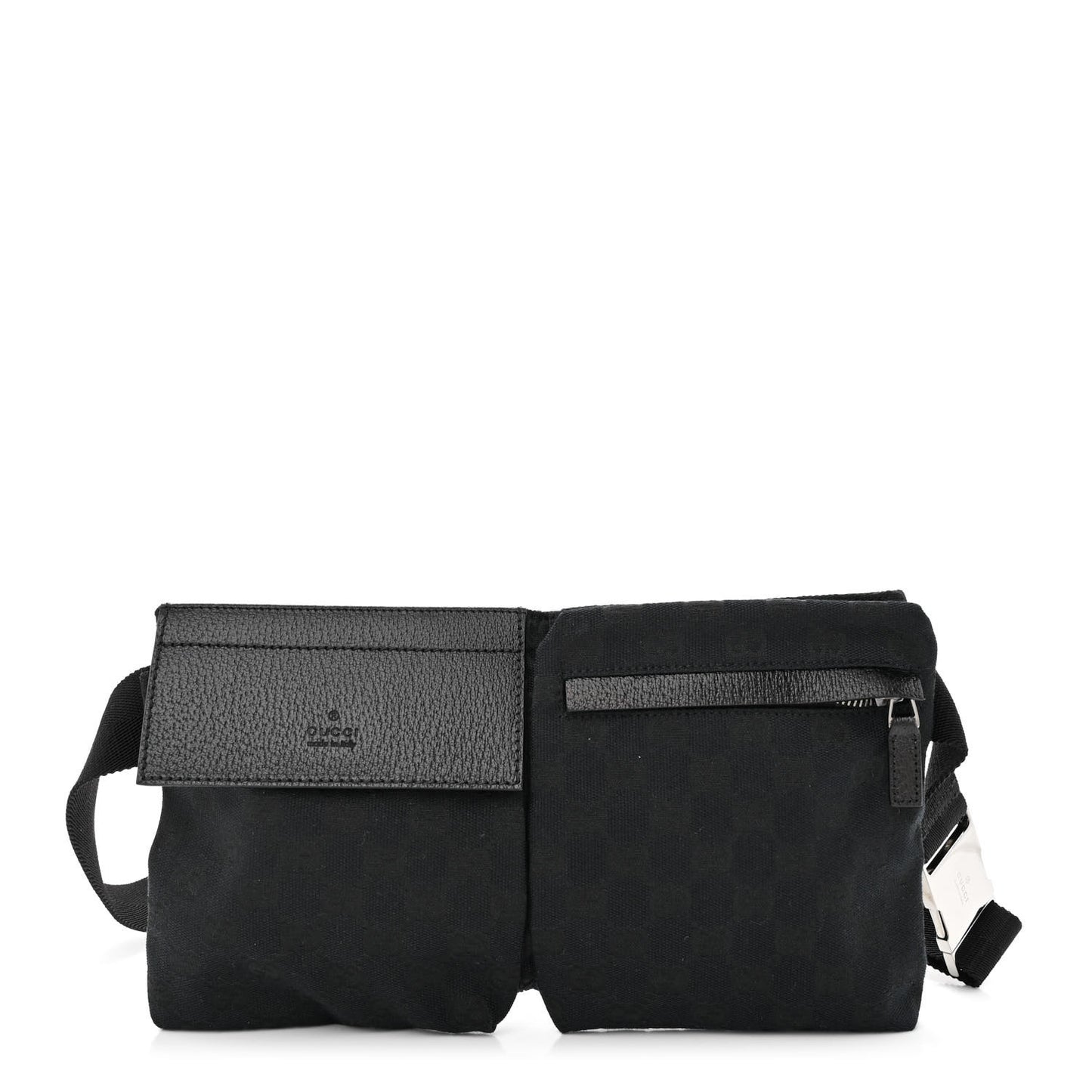 GG Monogram Web Double Pocket Belt Bag Black