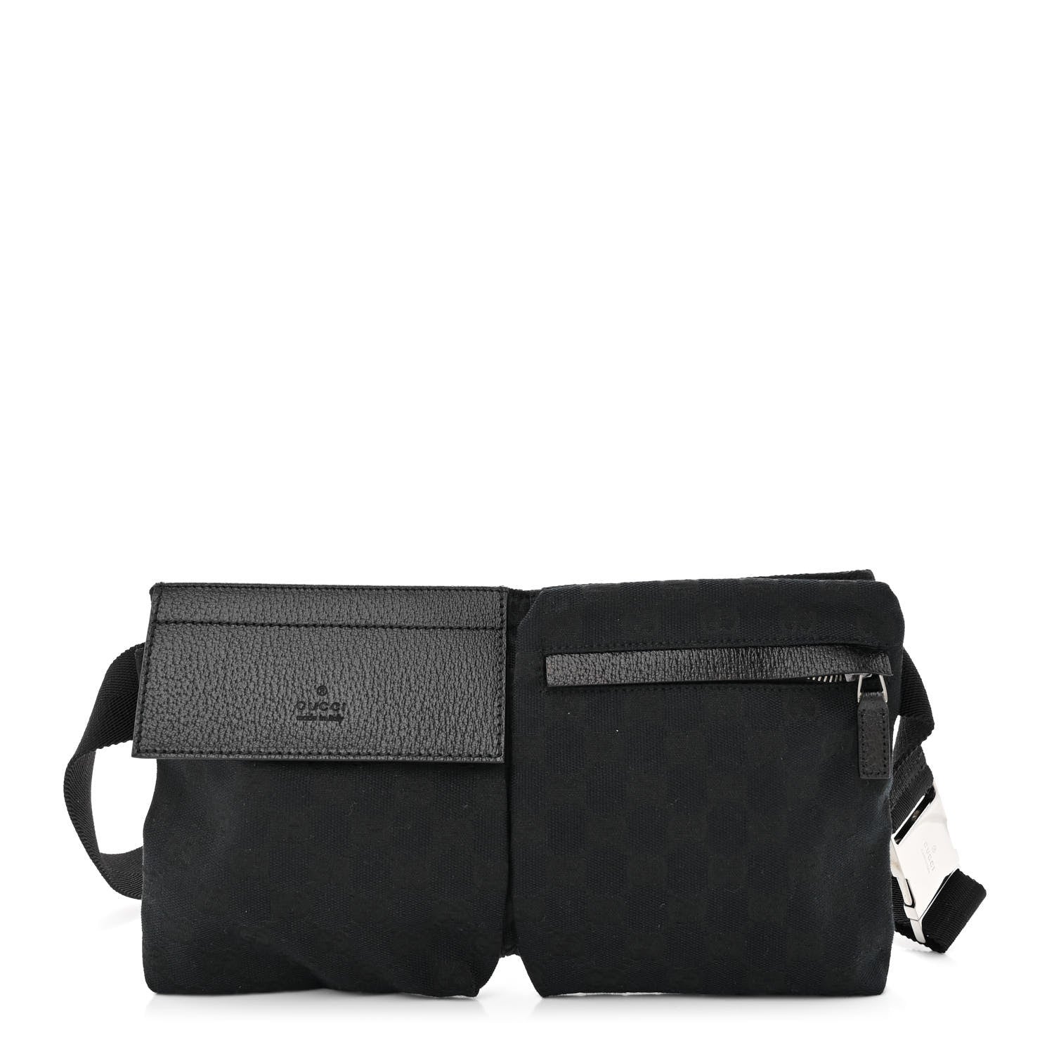 Gucci GG Monogram Web Double Pocket Belt Bag Black 1 of 12