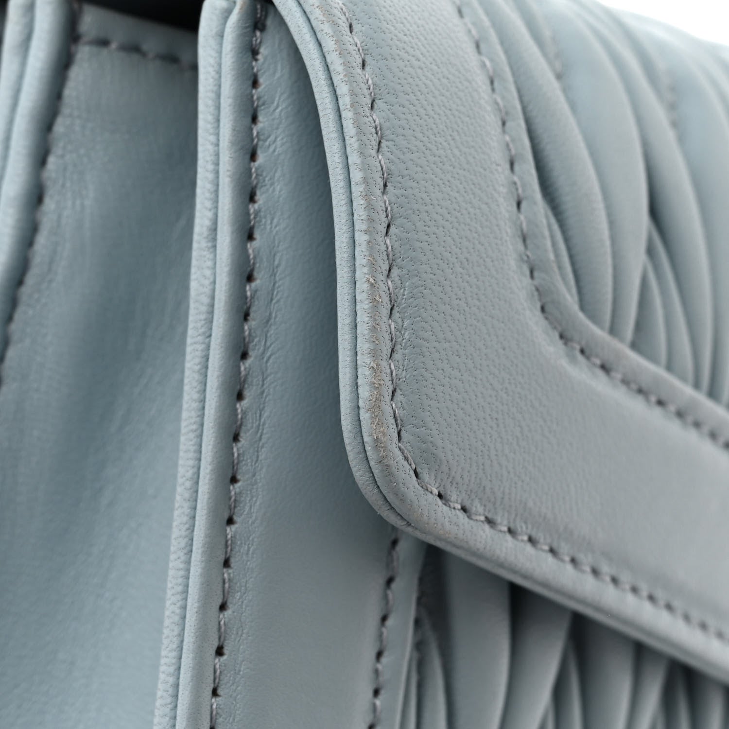 Miu Miu Lambskin Confidential Matelasse Chain Shoulder Bag Light Blue 10 of 13
