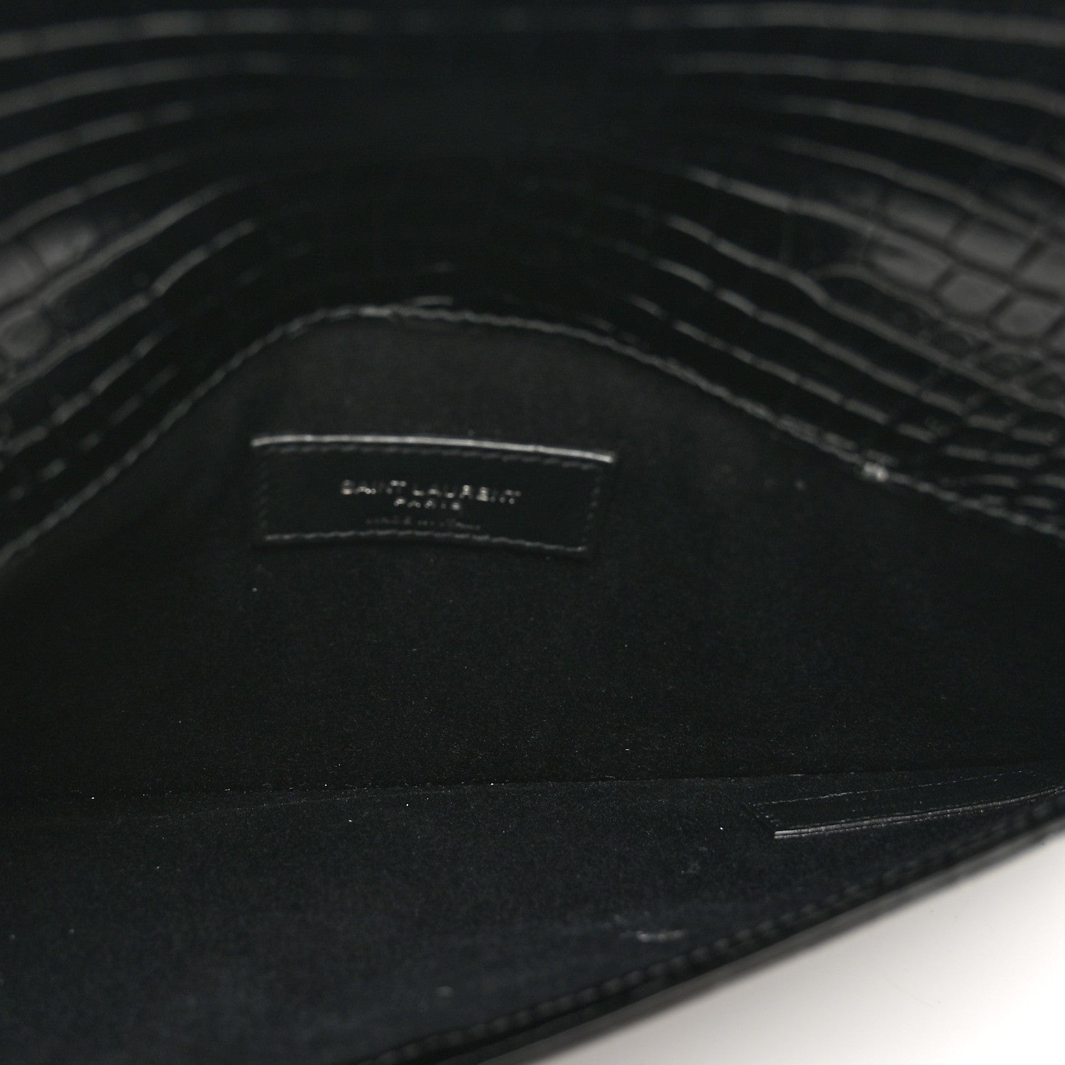 Saint Laurent Calfskin Crocodile Embossed Uptown Monogram Clutch Black 5 of 6