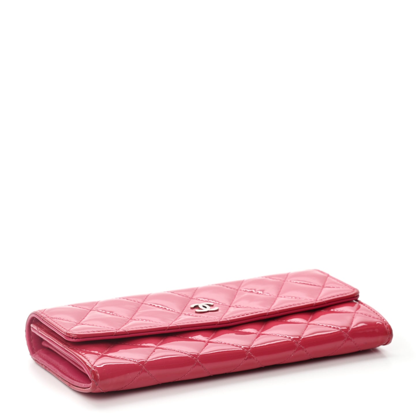 Patent Quilted Large Flap Wallet Pink