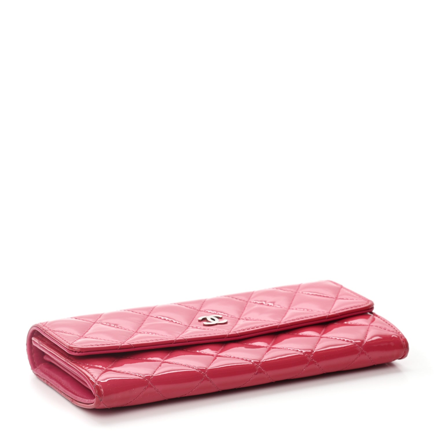 Chanel Patent Quilted Large Flap Wallet Pink 4 of 12