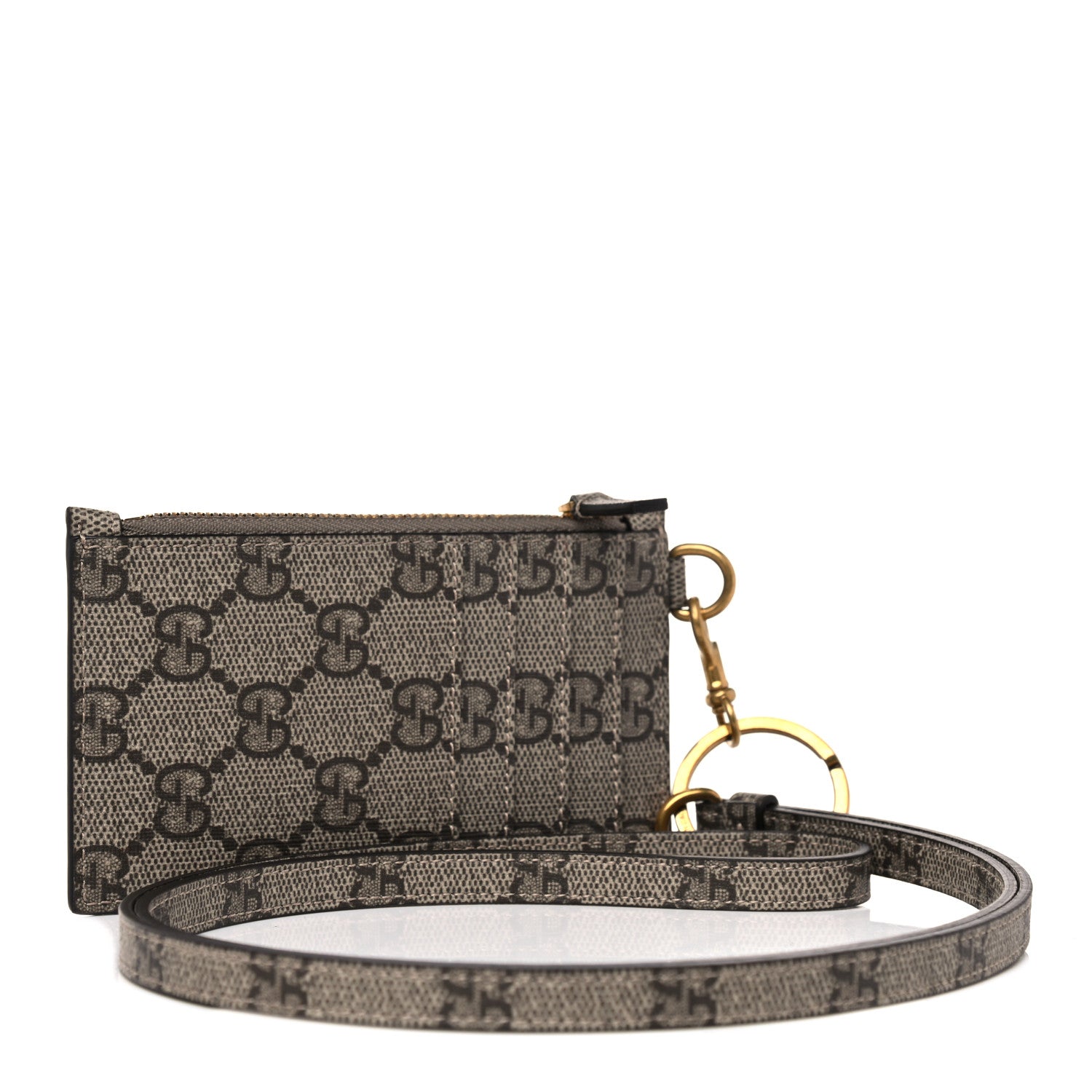 Gucci X BALENCIAGA GG Supreme Monogram Logo Card Case With Strap Beige Ebony 3 of 7