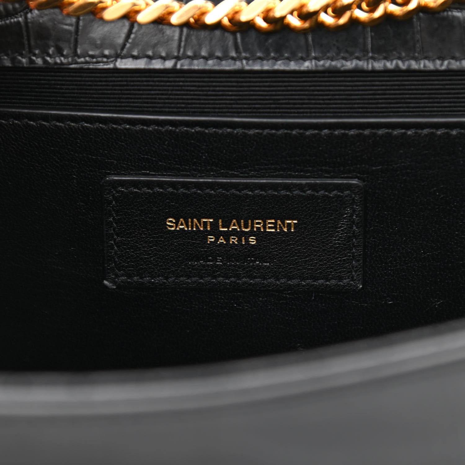 Saint Laurent Calfskin Crocodile Embossed Medium Classic Monogram Kate Tassel Satchel Blue Sapphire 6 of 8