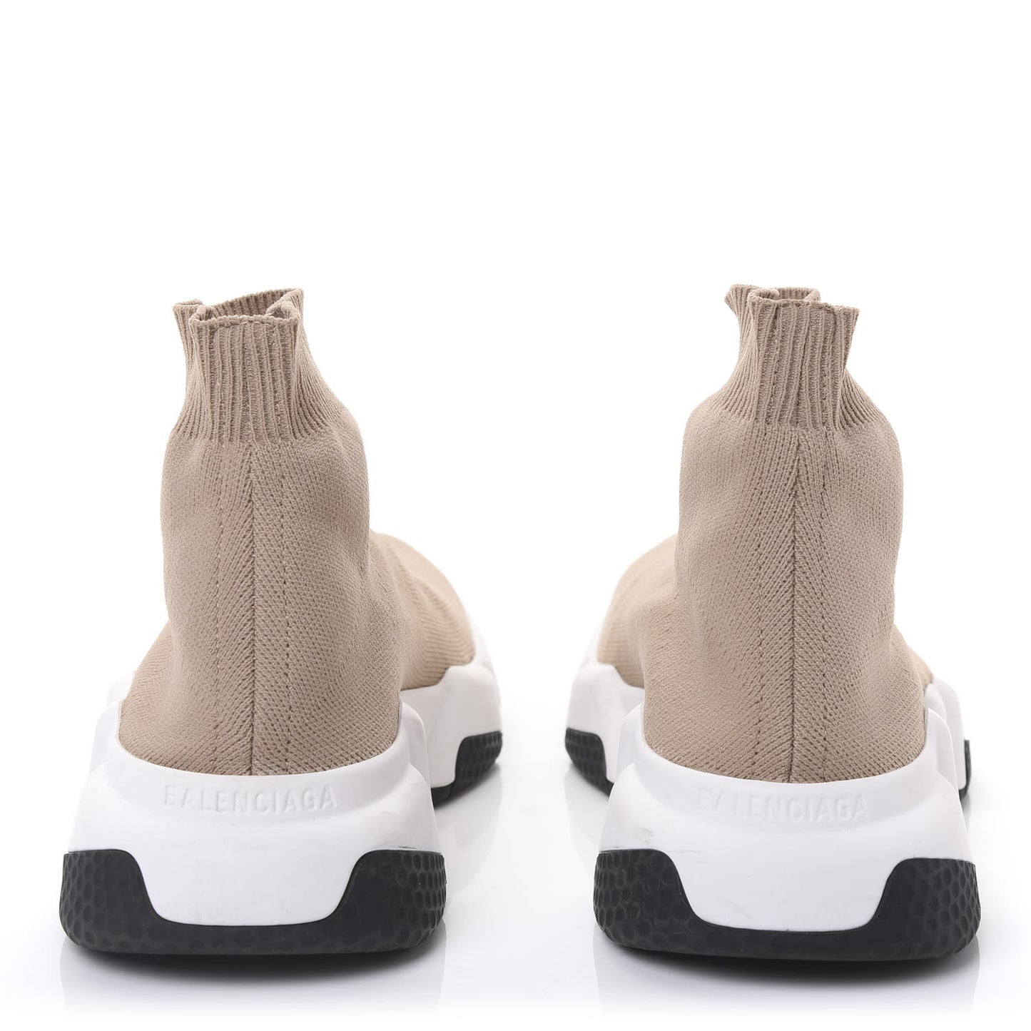 Neoprene Knit Bi-Color Sole Womens Speed Sneakers 36 Beige White Black