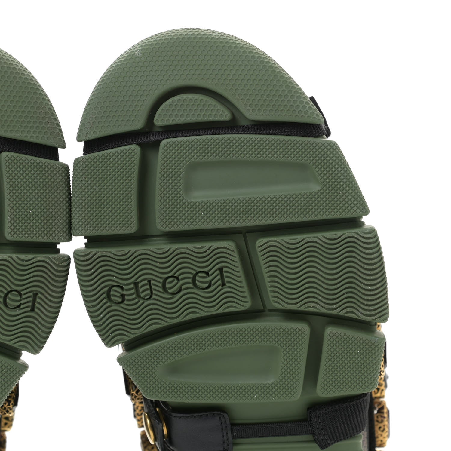 Gucci X SEGA Mesh Suede Calfskin Removable Crystals Flashtrek Sneakers 36 Loess Black Olive Green 8 of 12