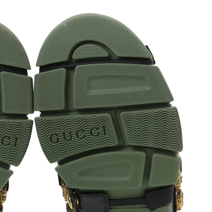 Gucci X SEGA Mesh Suede Calfskin Removable Crystals Flashtrek Sneakers 36 Loess Black Olive Green 8 of 12