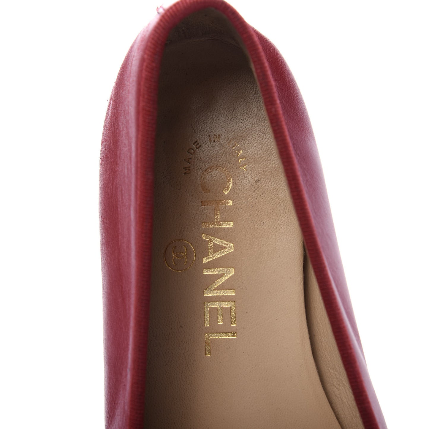 Lambskin Cap Toe Ballerina Flats 37 Red