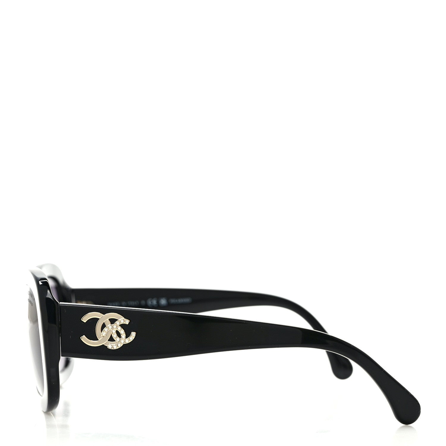 Chanel Acetate Polarized Oval CC Sunglasses 5468-B Black 3 of 8