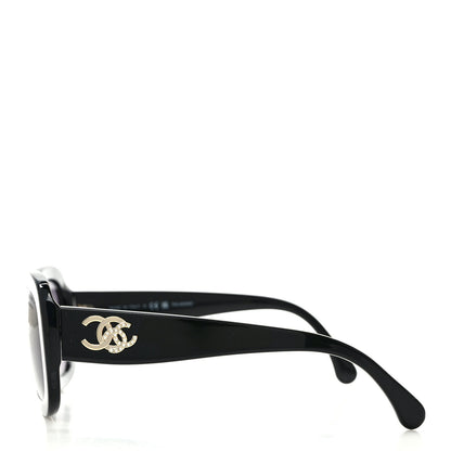 Chanel Acetate Polarized Oval CC Sunglasses 5468-B Black 3 of 8