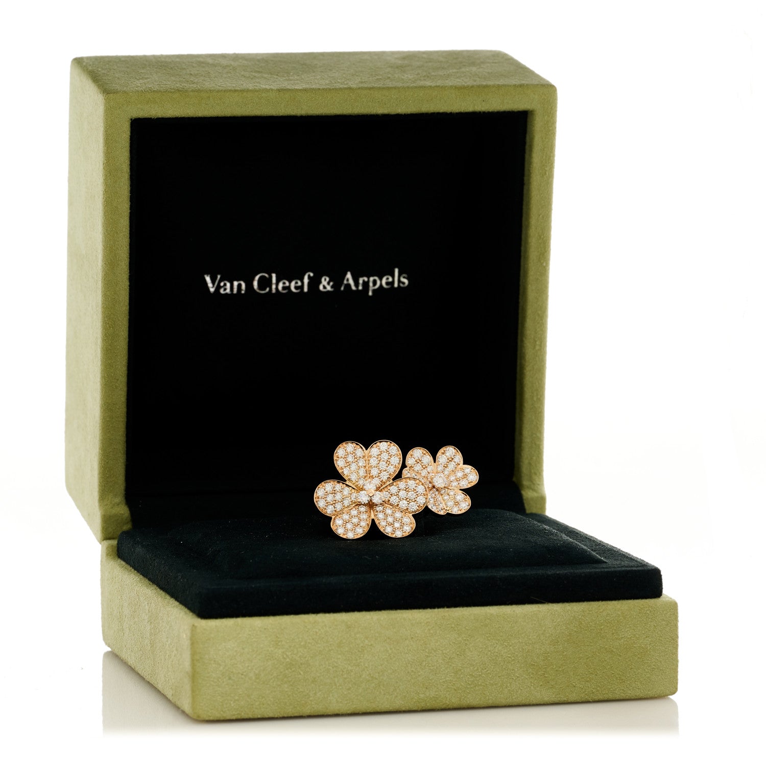 Van Cleef & Arpels 18K Rose Gold Diamond Frivole Between The Finger Pave Ring 52 6 6 of 6