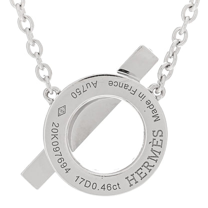 Hermes 18K White Gold Diamond Finesse Pendant Necklace 4 of 5