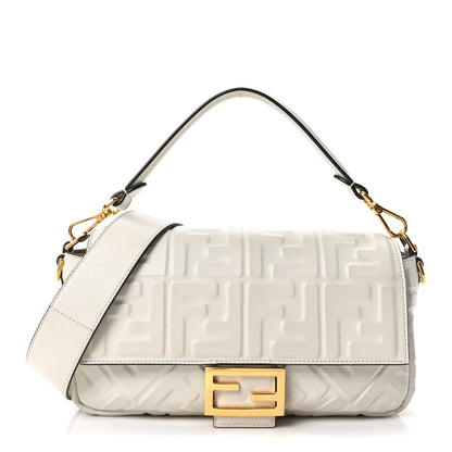 Fendi Nappa FF 1974 Embossed Baguette White 1 of 10