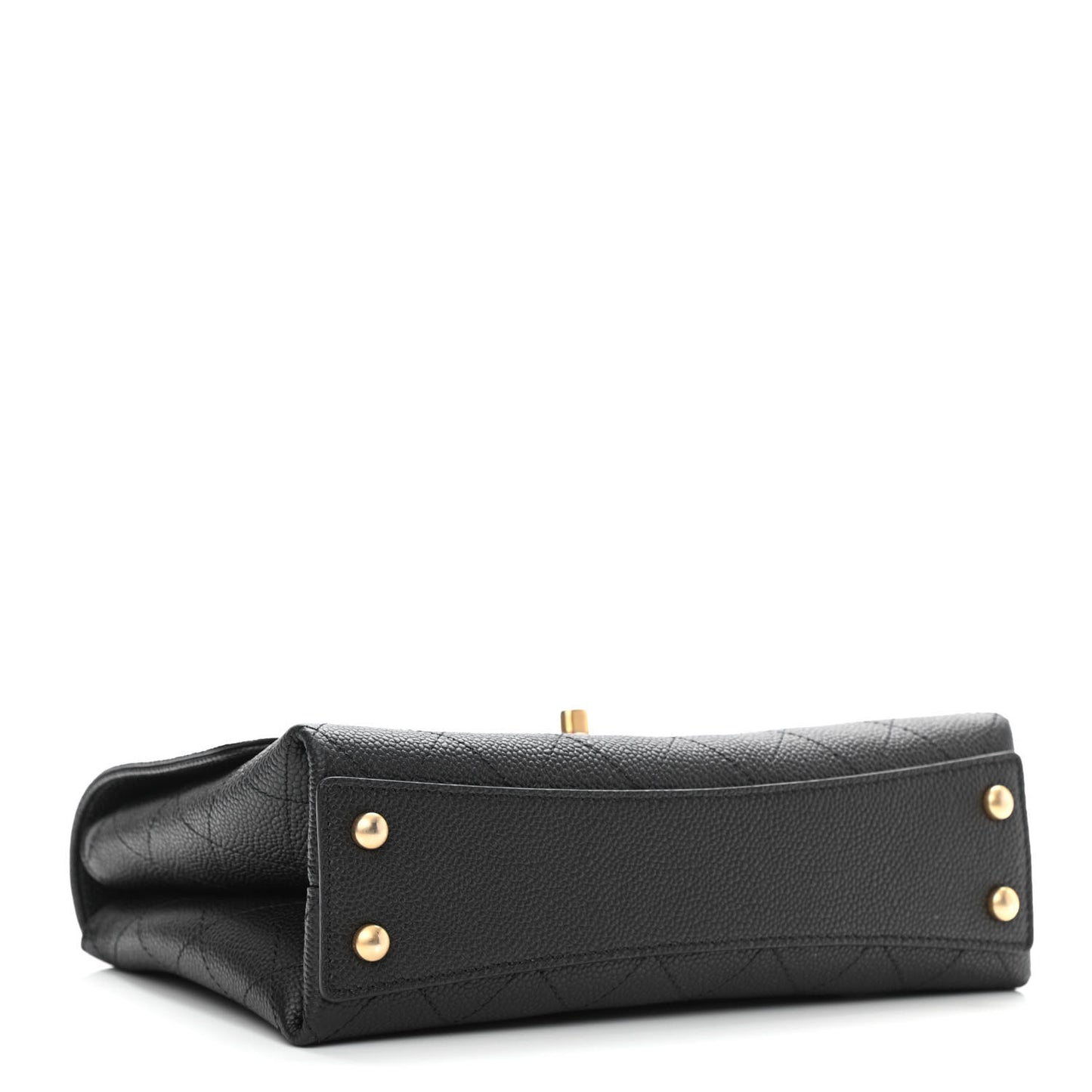 Grained Calfskin Small Stitched Flap Black