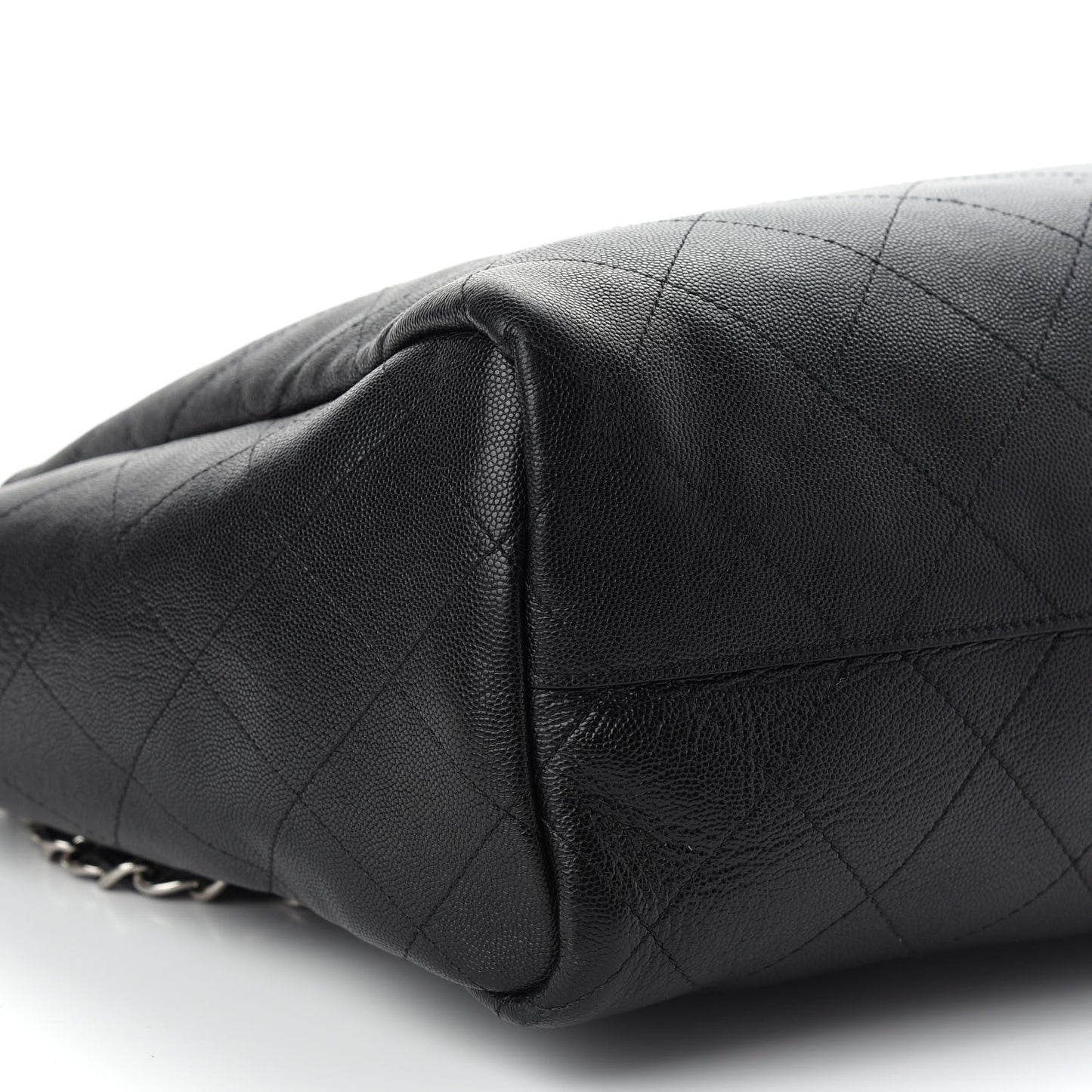 Caviar Stitched Large Shopping Tote Black