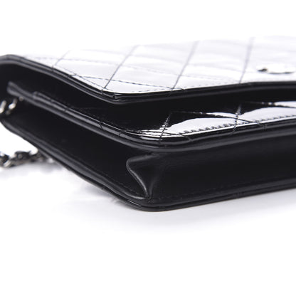 Chanel Patent Quilted Wallet On Chain WOC Black 10 of 15