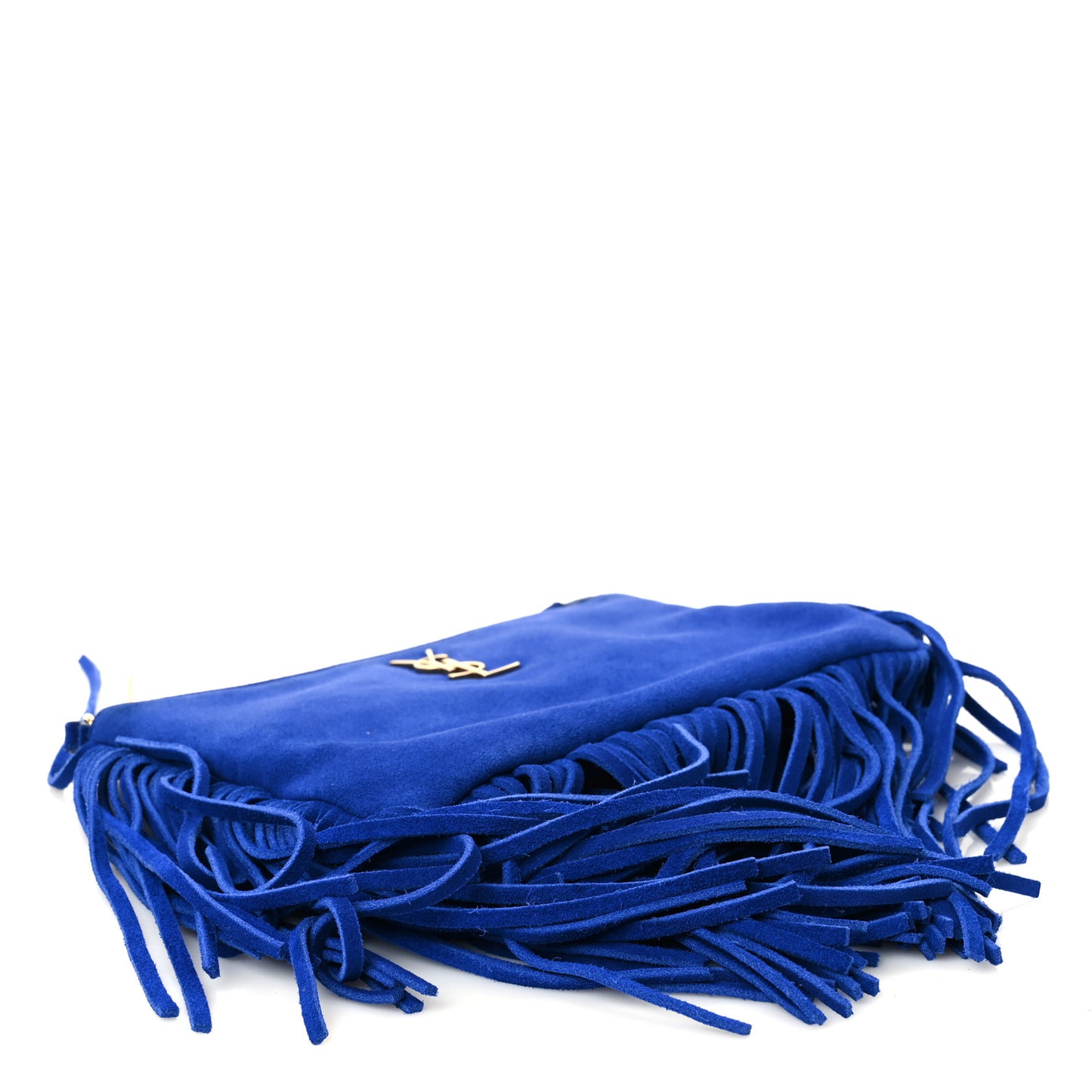 Suede Calfskin Small Fringe Crossbody Bag Blue