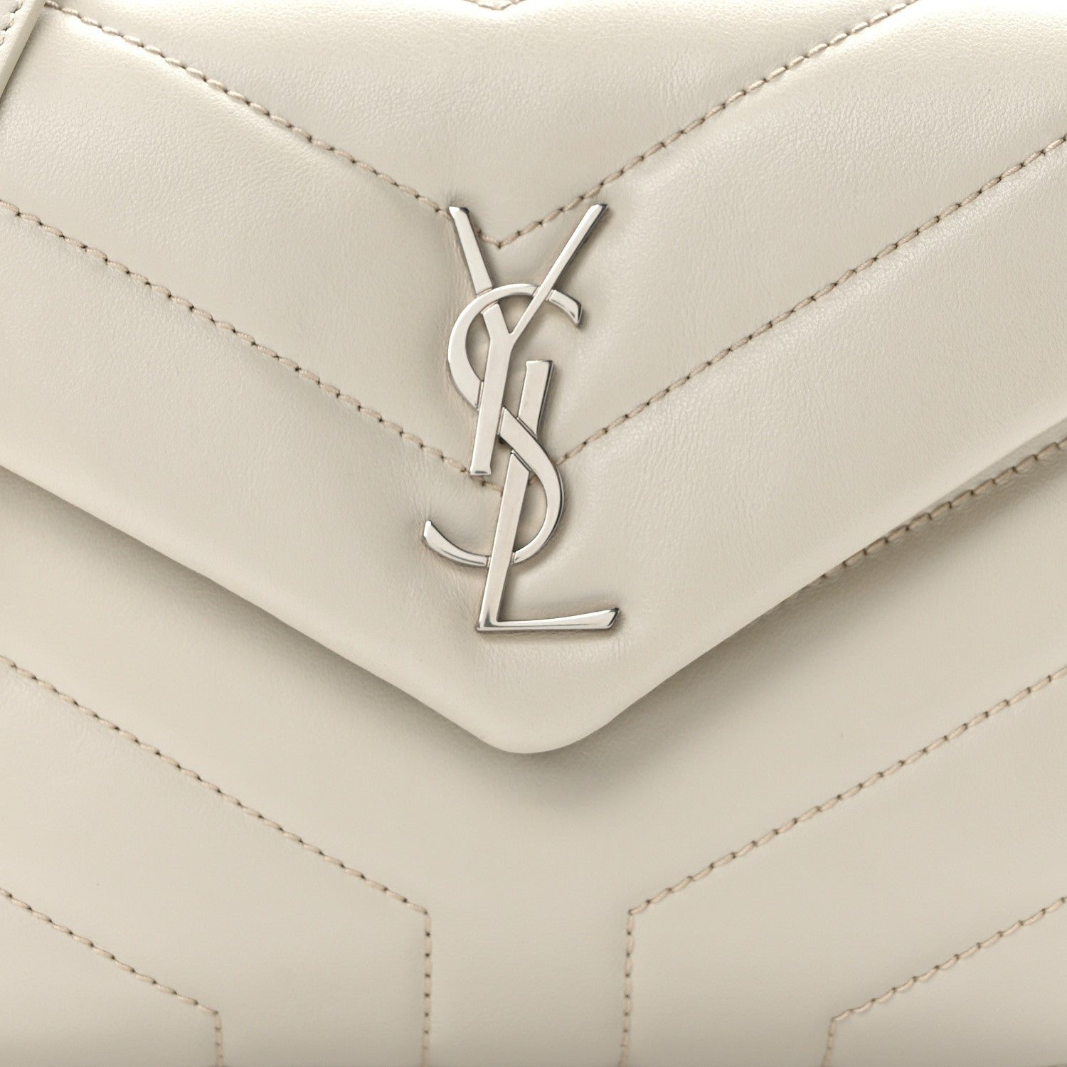 Saint Laurent Calfskin Y Quilted Monogram Toy Loulou Crossbody Bag Crema Soft 6 of 12