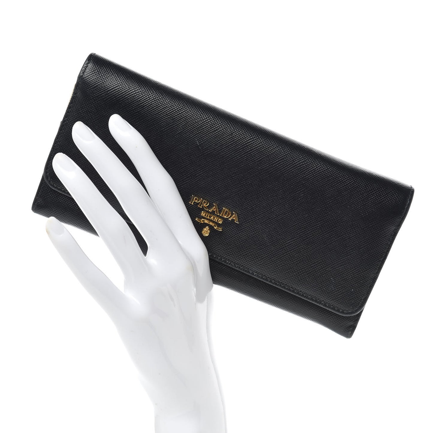Saffiano Colour Continental Flap Wallet Black Peonia