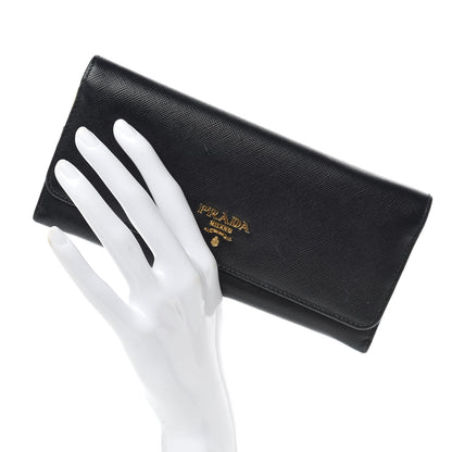 Prada Saffiano Colour Continental Flap Wallet Black Peonia 2 of 11