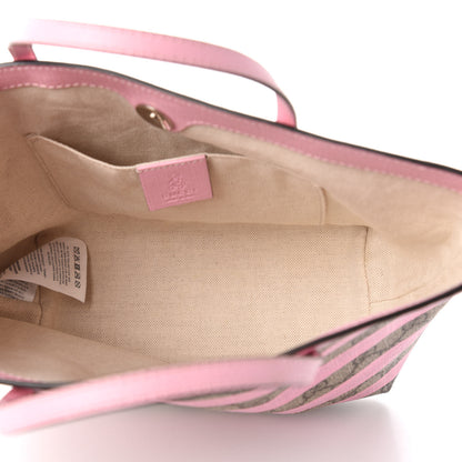 Gucci GG Supreme Monogram Striped Childrens Tote Beige Ebony Pink 5 of 10