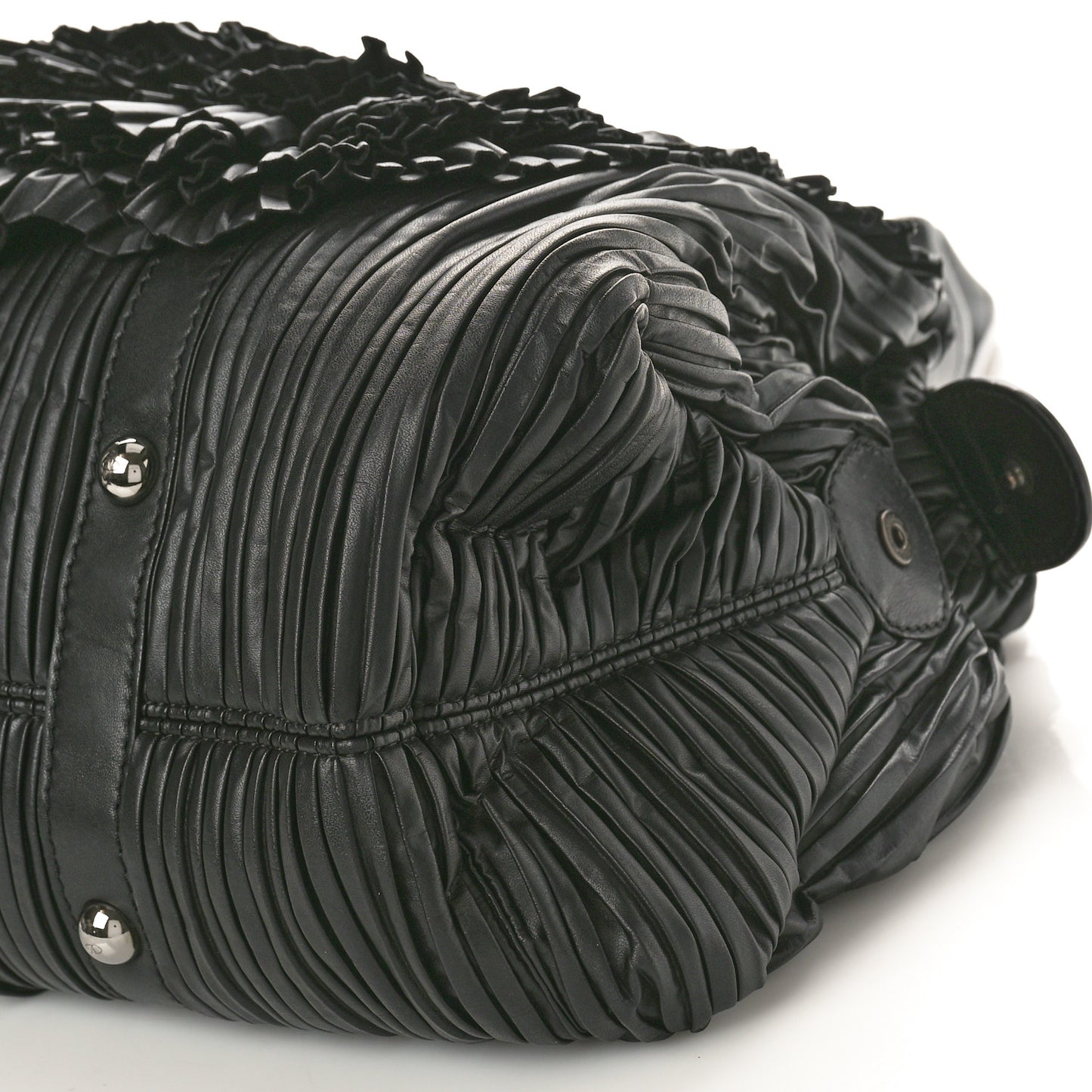 Nappa Pleated Petale Tote Black