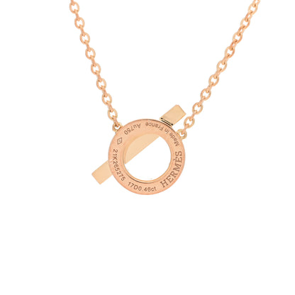 Hermes 18K Rose Gold Diamond Finesse Pendant Necklace 5 of 5