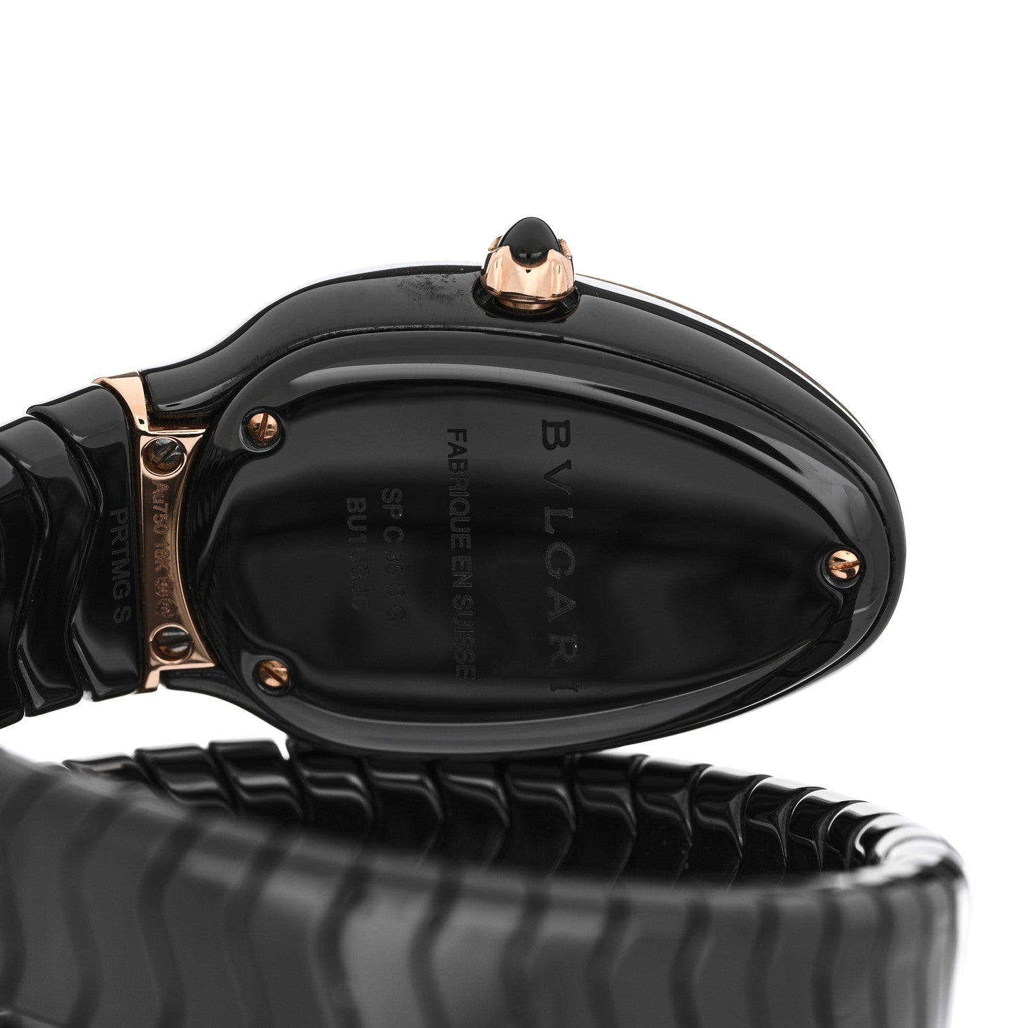 Bulgari 18K Rose Gold Ceramic Diamond Bezel 35mm Serpenti Tubogas Double Spiral Quartz Watch Black 4 of 4