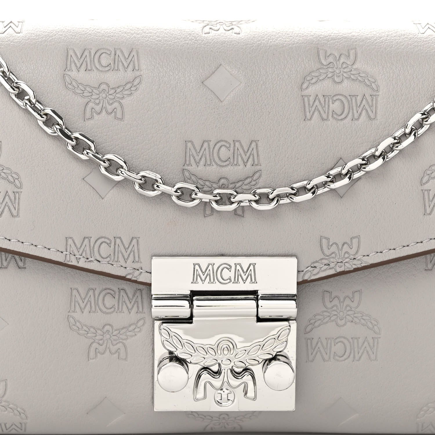 MCM Calfskin Ottomar Large Patricia Wallet On Chain Grey 7 of 10