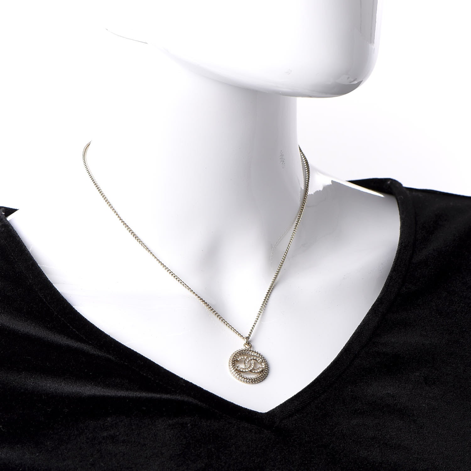 Chanel Crystal CC Vendome Necklace Gold 2 of 6