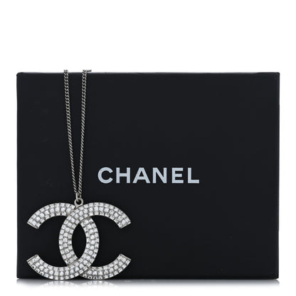 Chanel Baguette Crystal Large CC Pendant Necklace Silver 5 of 5