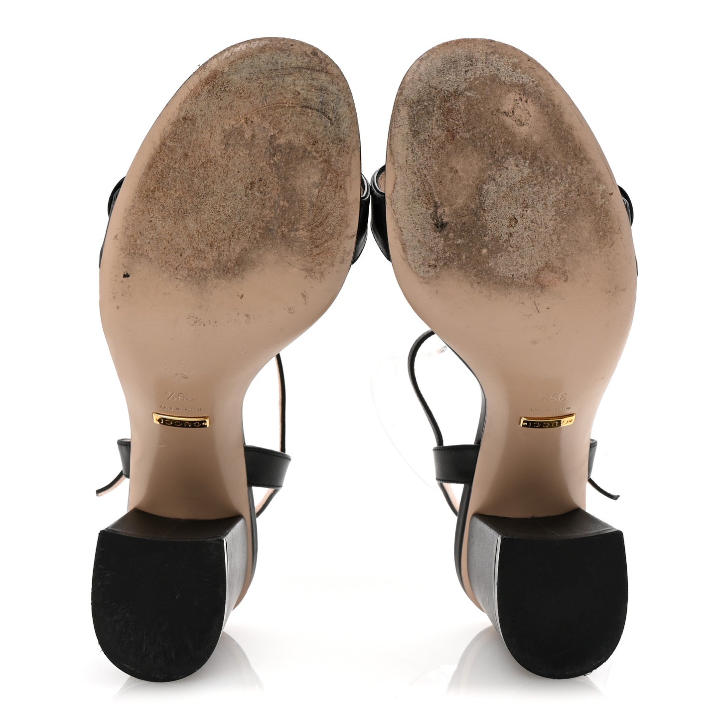 Lifford Calfskin GG Marmont Ankle Wrap 75mm Sandals 39.5 Black
