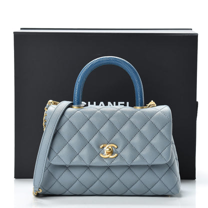 Chanel Caviar Lizard Quilted Mini Coco Handle Flap Blue 12 of 12