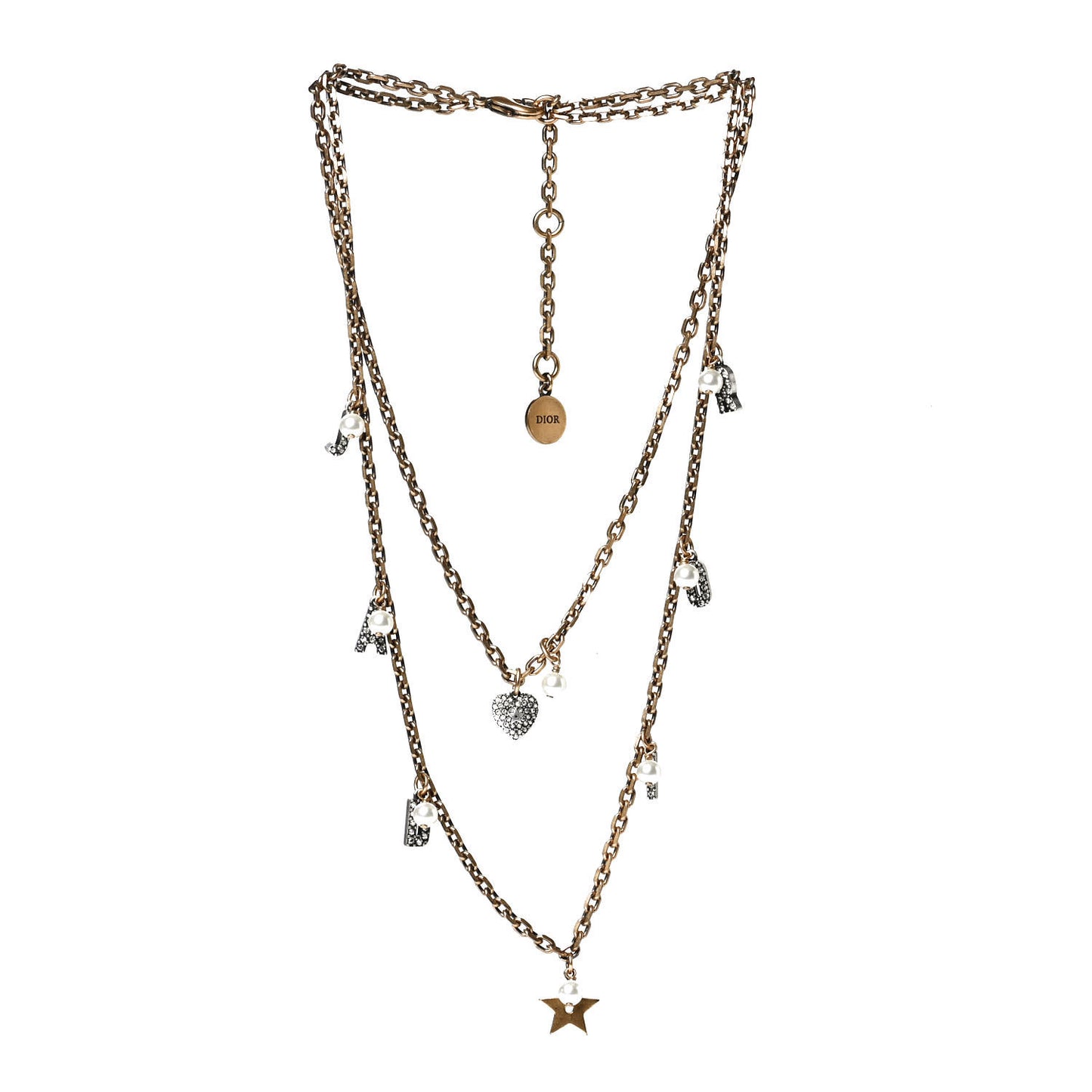 Metal Star J'adior Multi Strand Necklace Aged Gold
