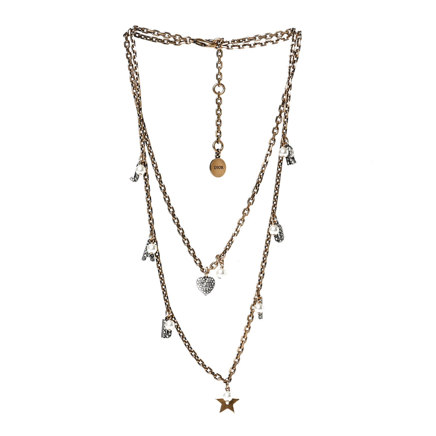 Christian Dior Metal Star J'adior Multi Strand Necklace Aged Gold 2 of 4
