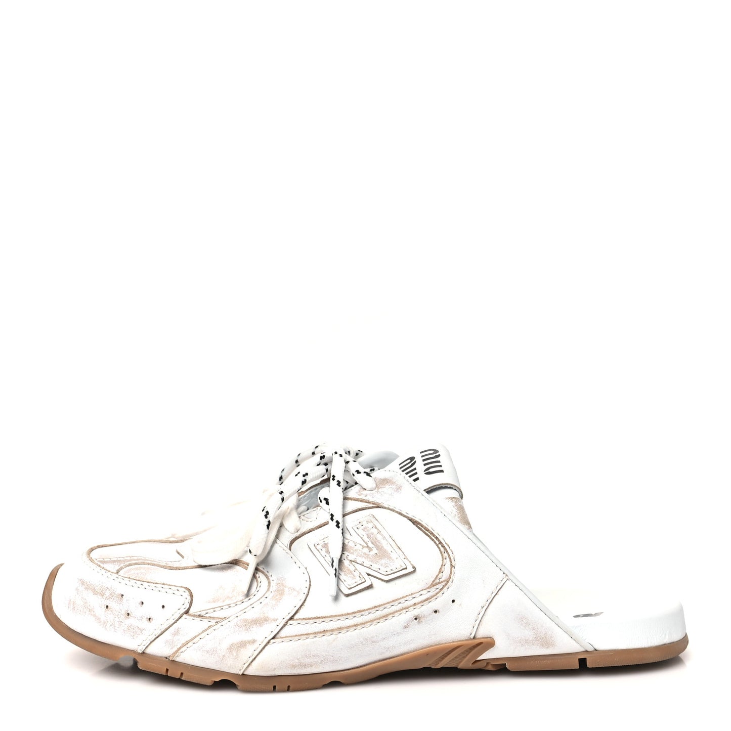 X NEW BALANCE Bleached Calfskin 530 SL Slip-On Sneakers Mules 40 White