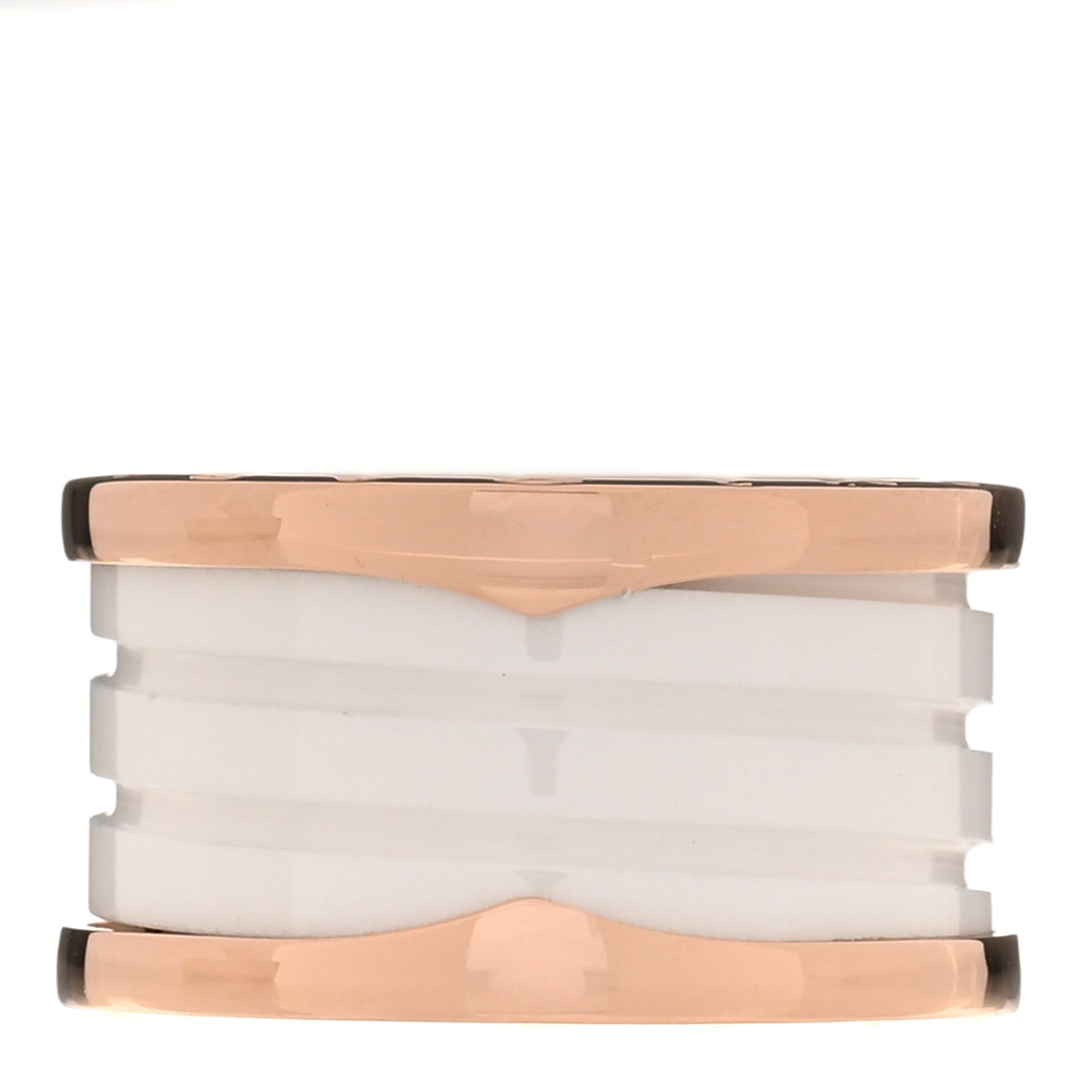 18K Rose Gold White Ceramic B.Zero1 Four-Band Ring 51 5.75