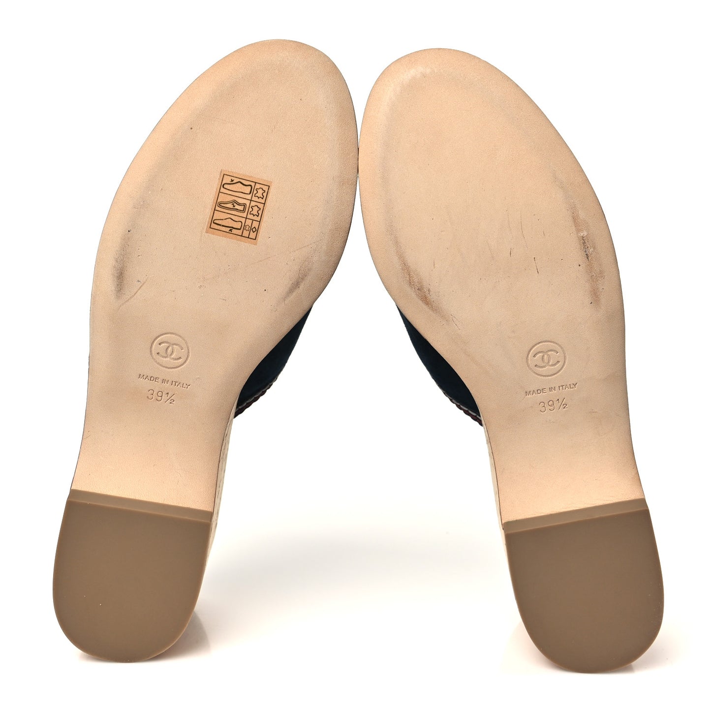 Suede Calfskin Cork CC Wedge Sandal 39.5 Navy Blue