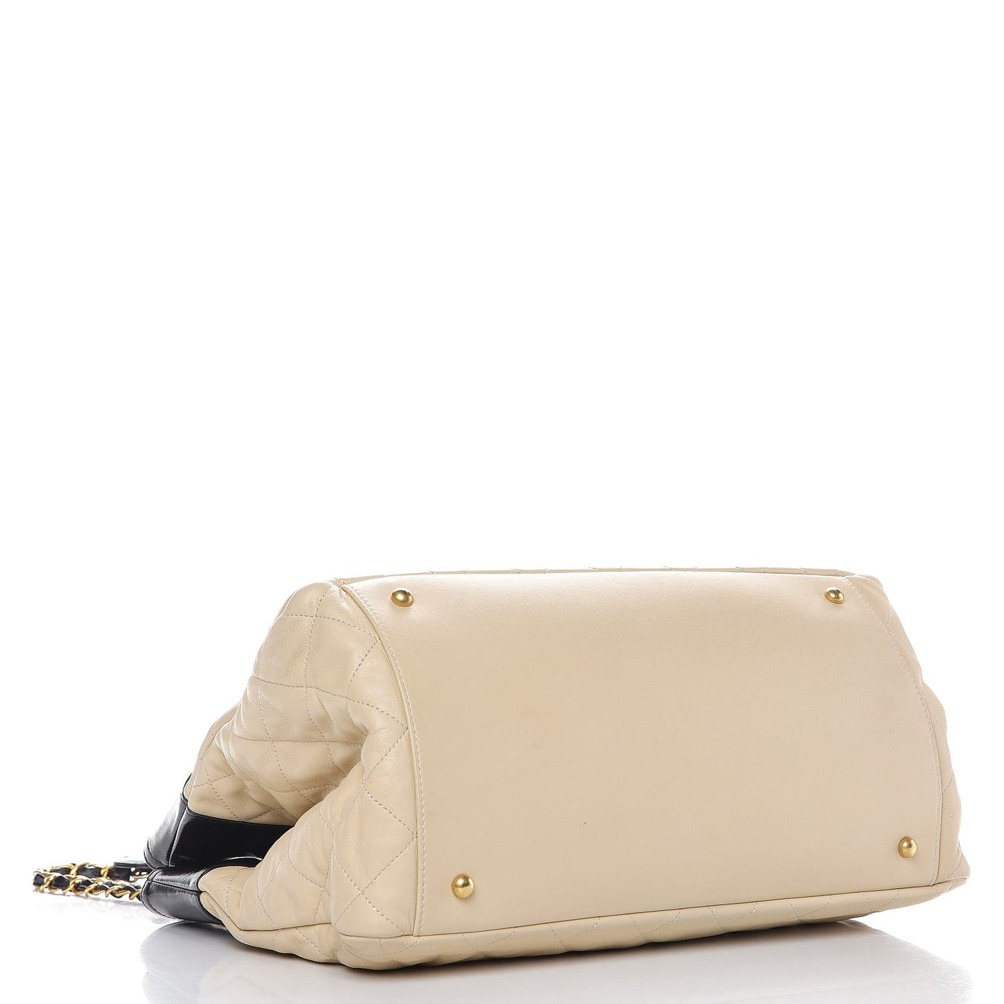 Calfskin Quilted In The Mix Shopping Tote Beige Black
