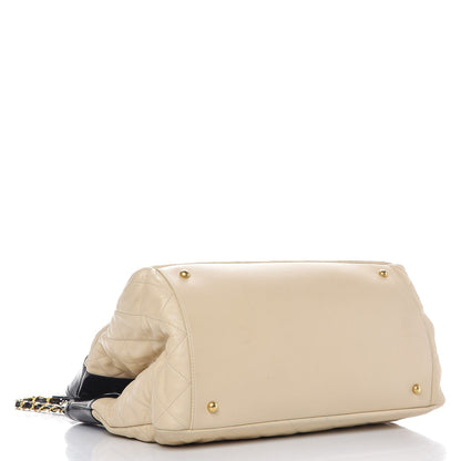 Chanel Calfskin Quilted In The Mix Shopping Tote Beige Black 5 of 10