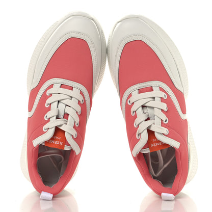 Hermes Mesh Calfskin Womens Giga Sneakers 37 Rose Du Desert White 2 of 10