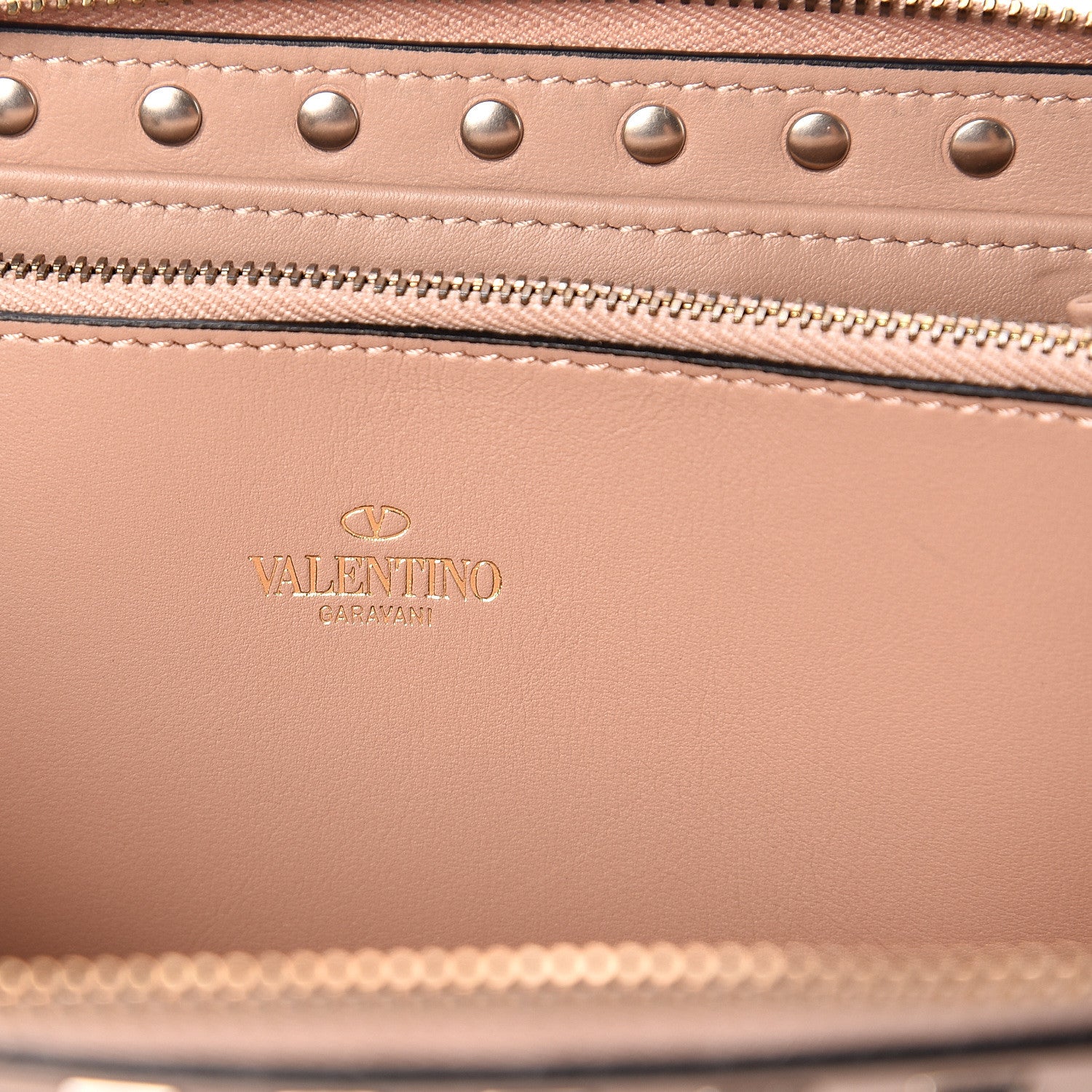 Valentino Garavani Calfskin Rockstud Zip Around Wallet Skin Sorbet 5 of 5