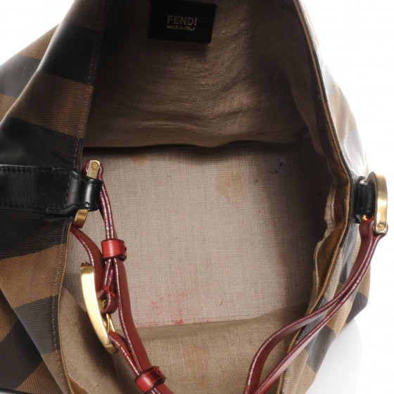 Fendi Pequin Cuoio Vegetale Large Hobo Tobacco Rosso Black 5 of 11