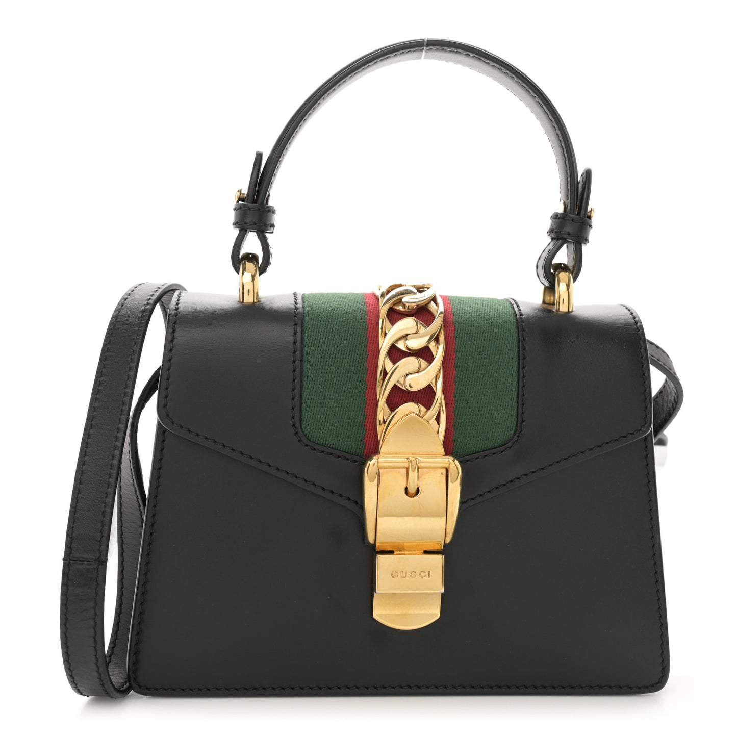 Calfskin Mini Sylvie Top Handle Bag Black