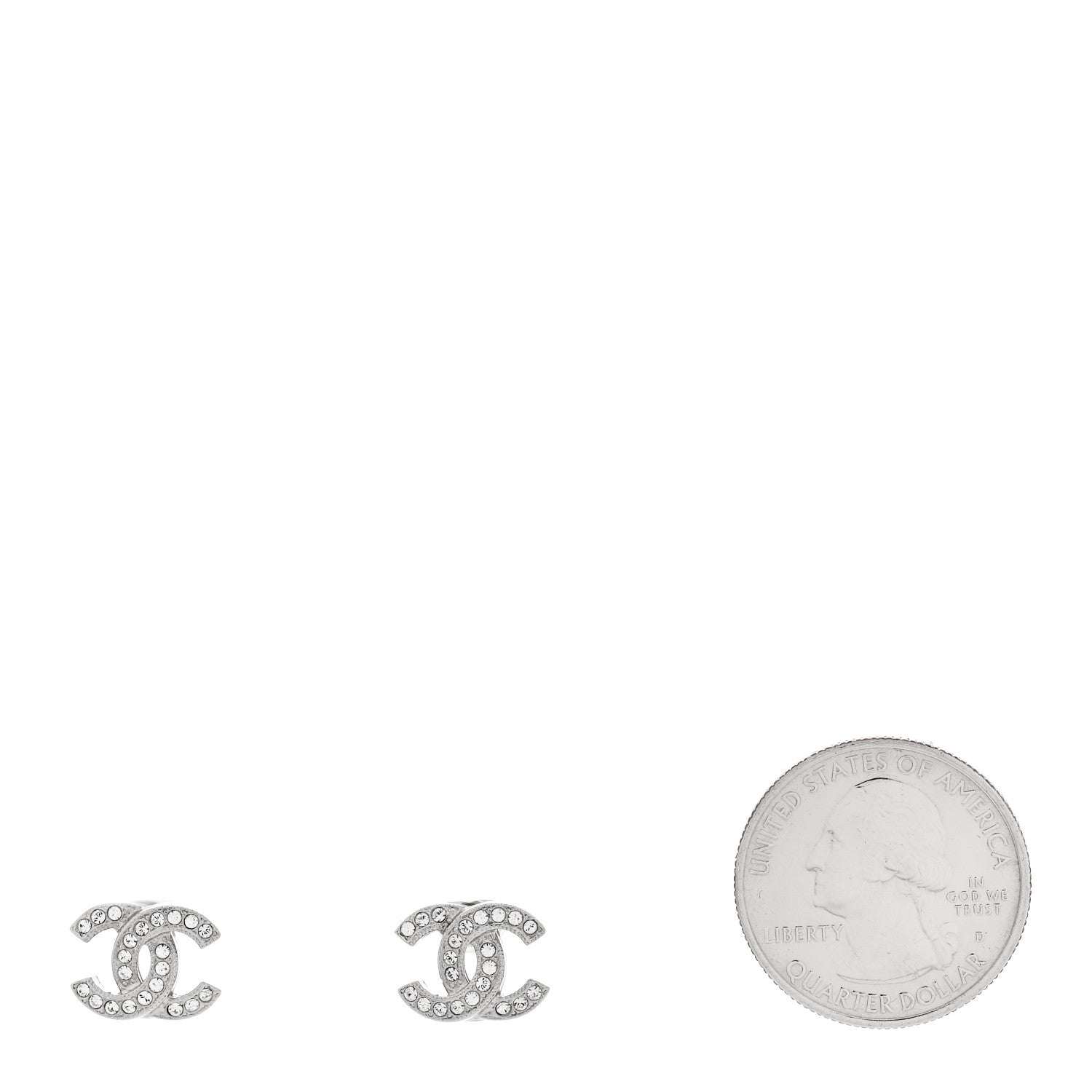 Chanel Crystal Mini Timeless CC Earrings Silver 2 of 4