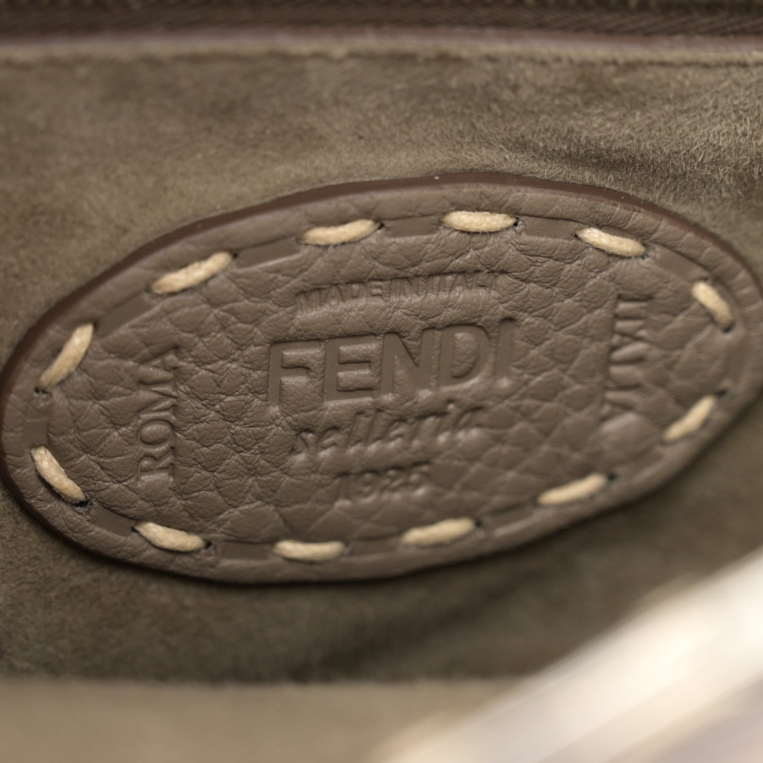Fendi Vitello Granato Camoscio Macro Stitching Selleria Mini Peekaboo Iconic Satchel Tartufo 6 of 11