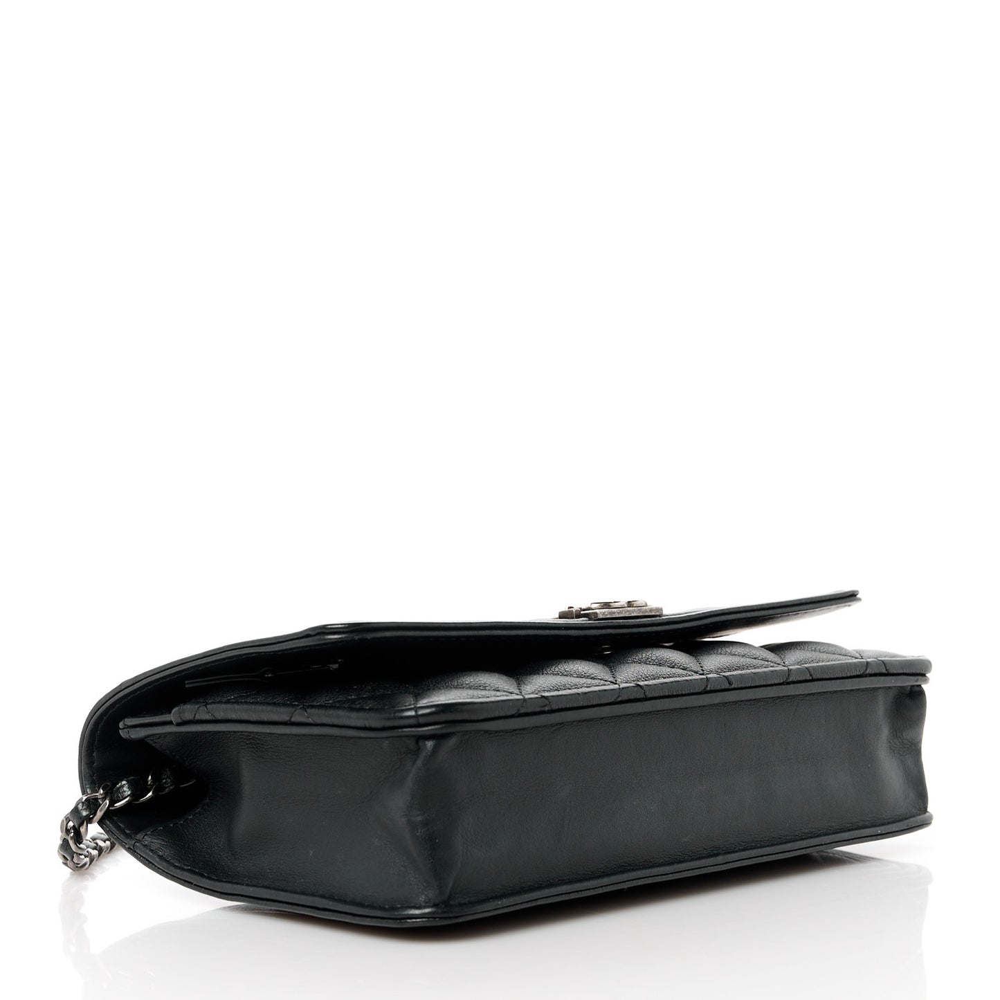 Calfskin Quilted Boy Wallet On Chain WOC Black