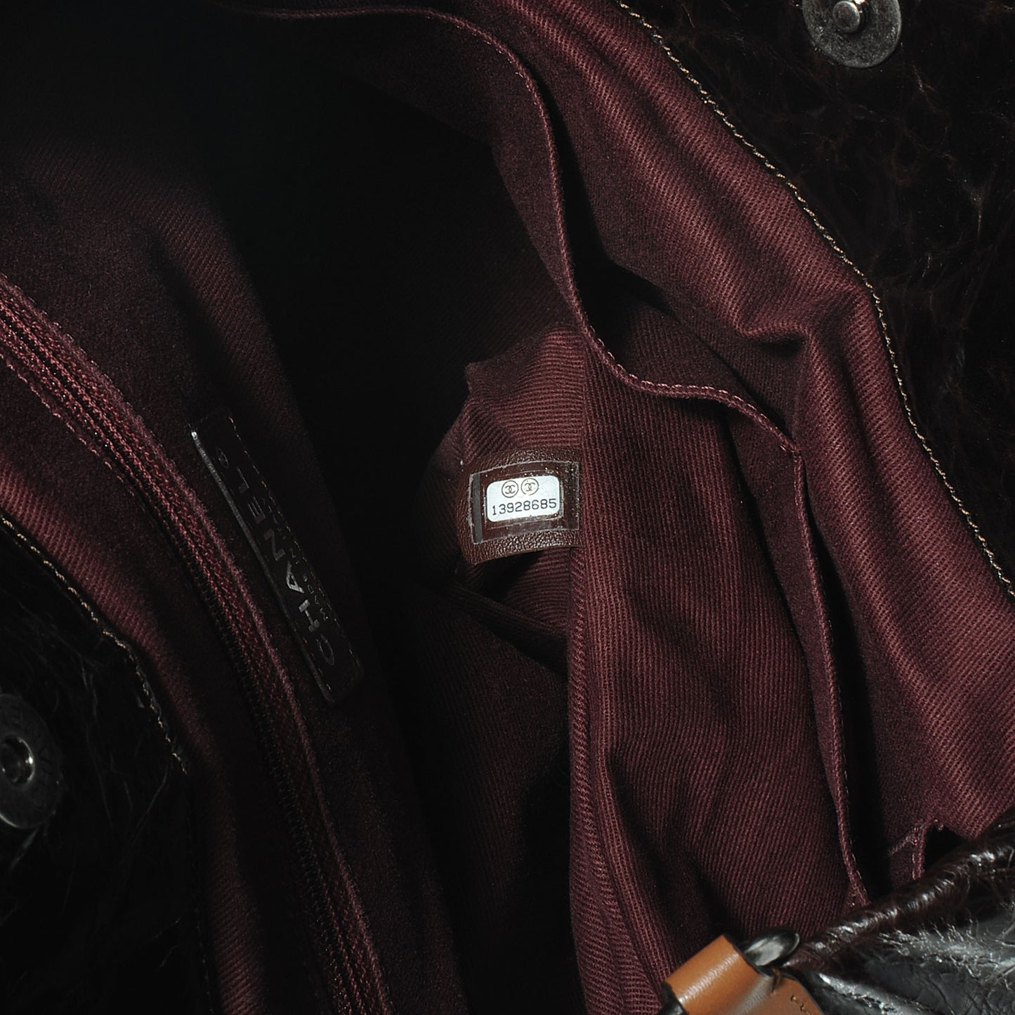 Iridescent Calfskin Large In The Mix Tote Dark Brown