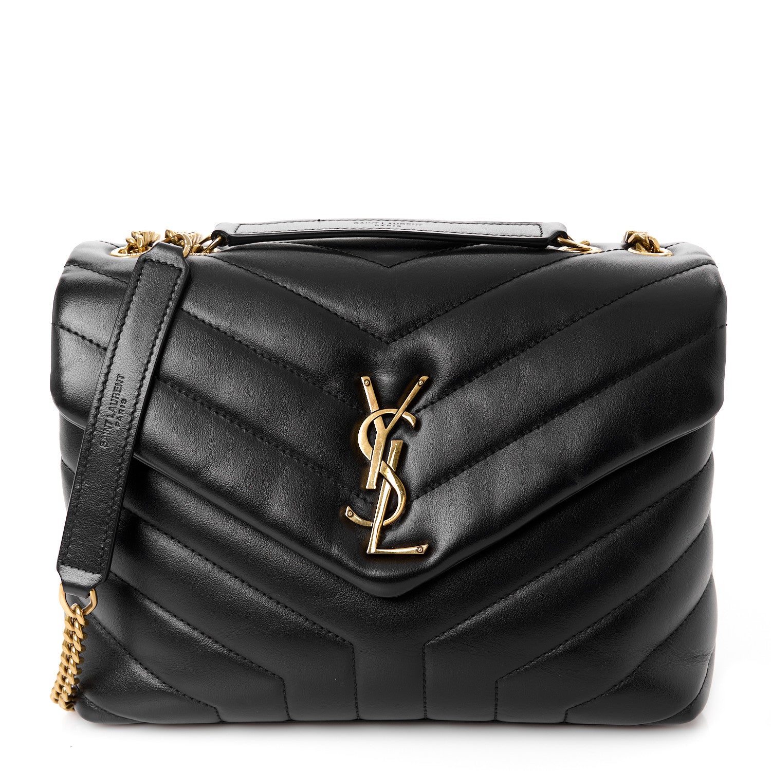 Saint Laurent Calfskin Y Quilted Monogram Small Loulou Chain Satchel Black 1 of 11